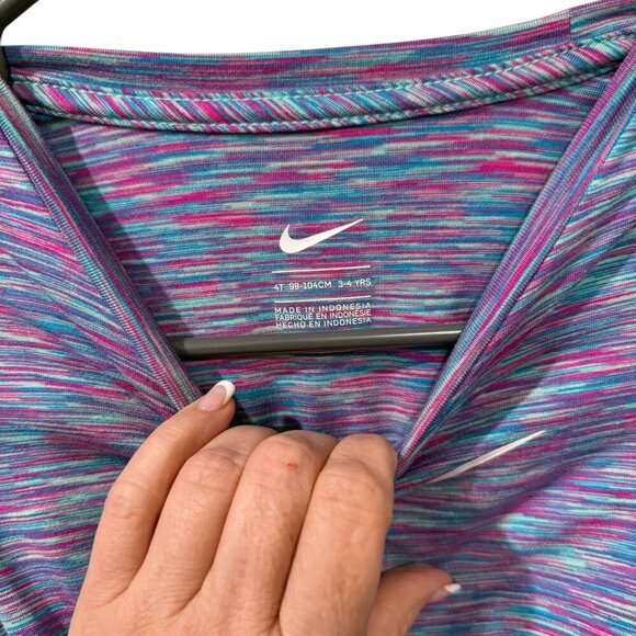 Nike Girls Multicolor Striped Athletic Dress With Elastic Waistband 4T - Picture 3 of 4